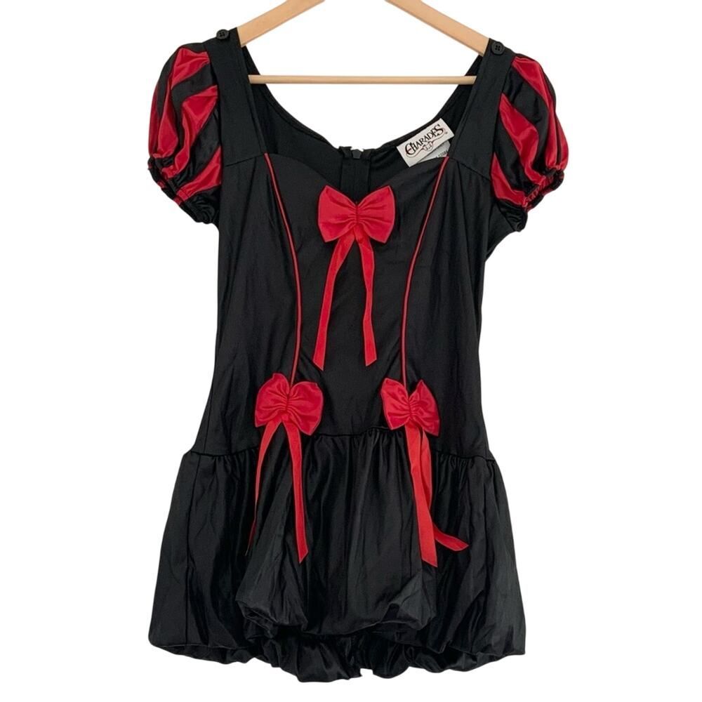 Charades Darkside Snow White Gothic Black Red Mini Dress Costume NEW Teen 12-14